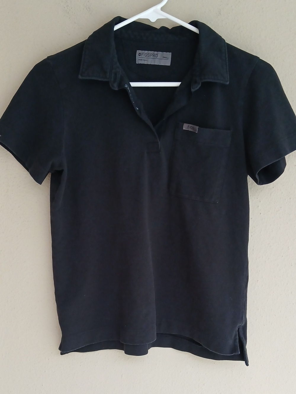 FIGSPRO technical Pique BlackCap-Sleeve Polo Small